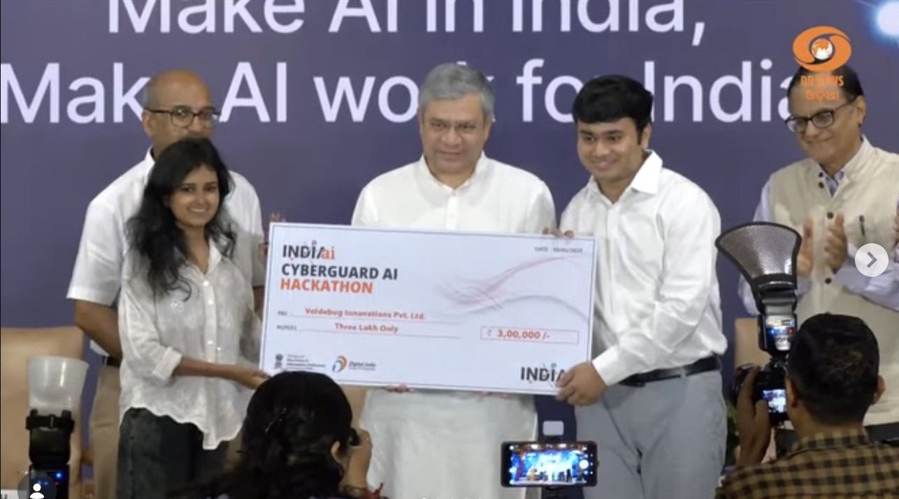 IndiaAI I4C CyberGuard AI Hackathon award, announced by Union Minister Shri Ashwini Vaishnaw, New Delhi